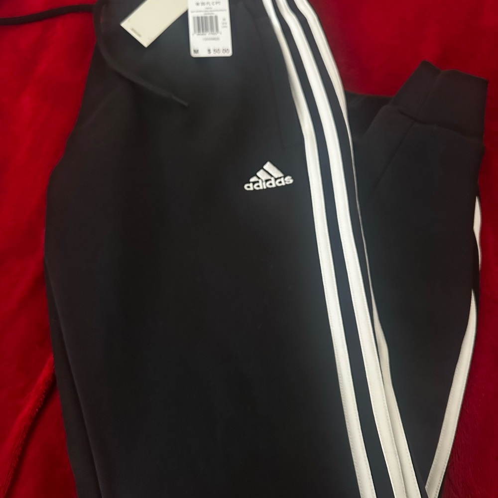 Adidas Black Joggers with White Accents